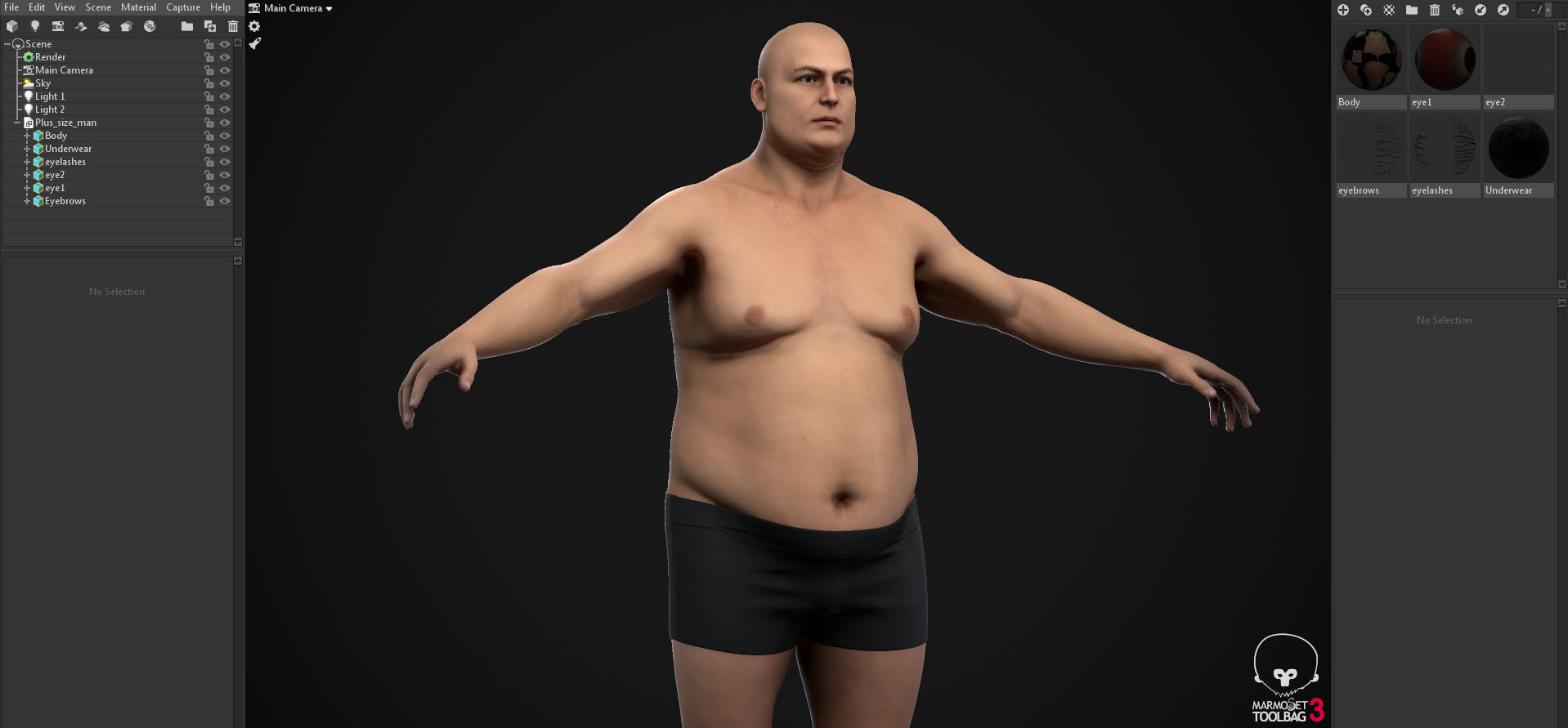 Plus size man body Low-poly 3D model_35