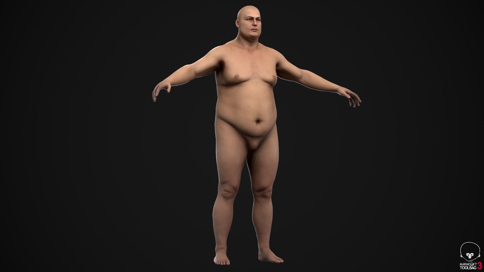 Plus size man body Low-poly 3D model_7