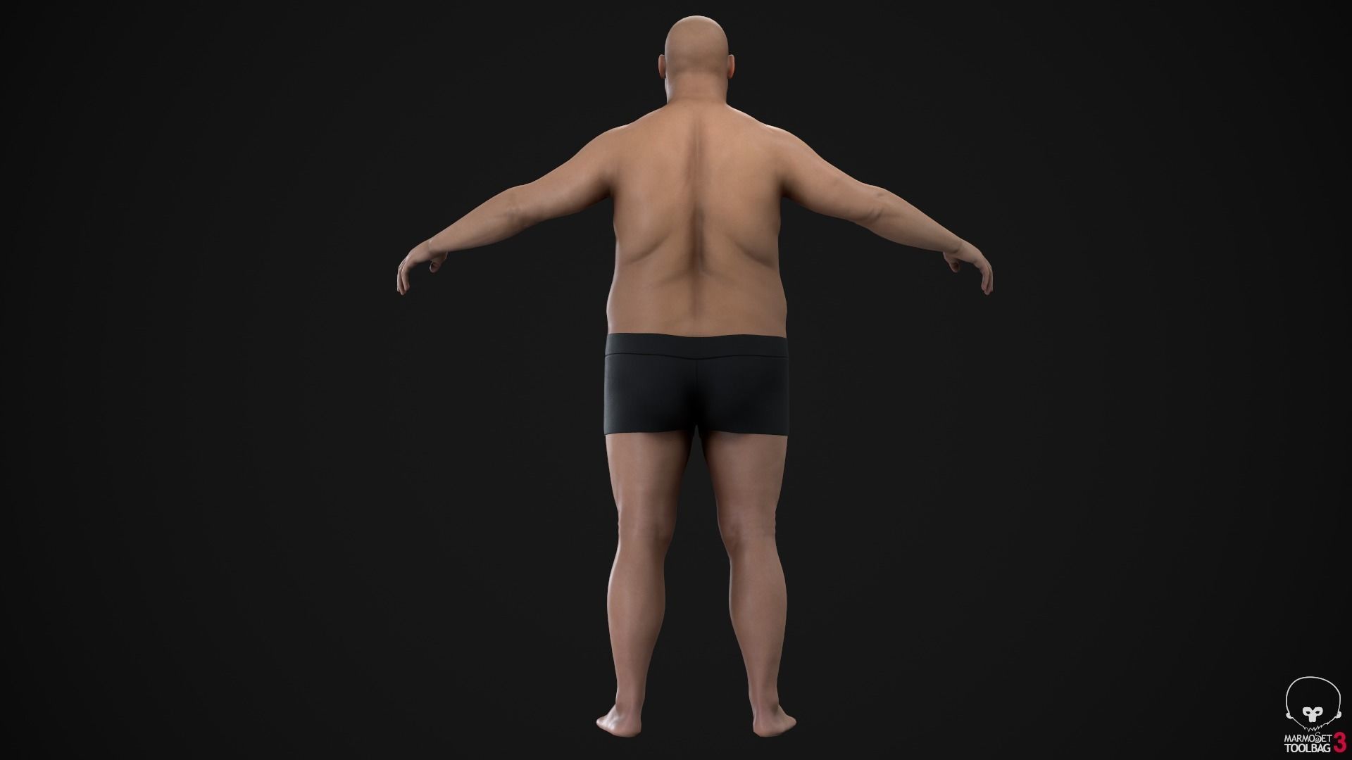 Plus size man body Low-poly 3D model_14