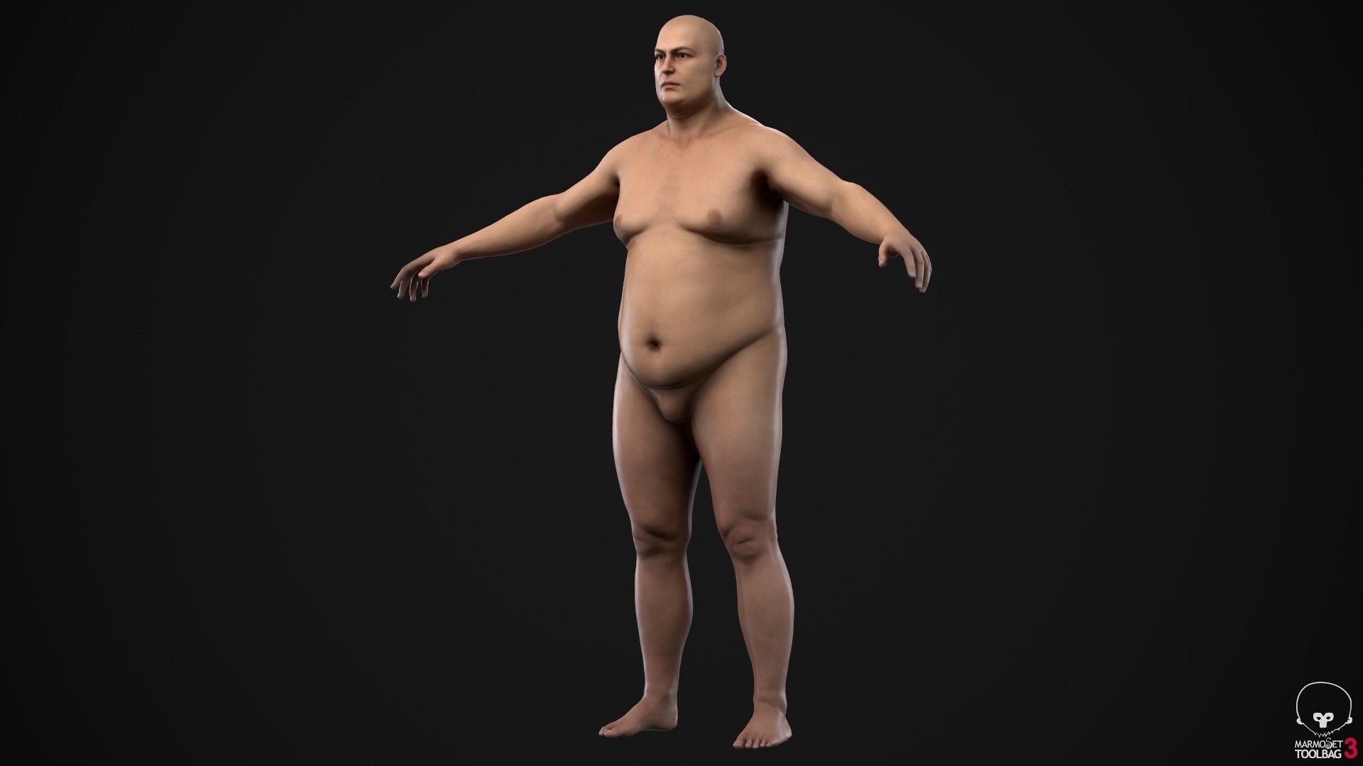 Plus size man body Low-poly 3D model_11