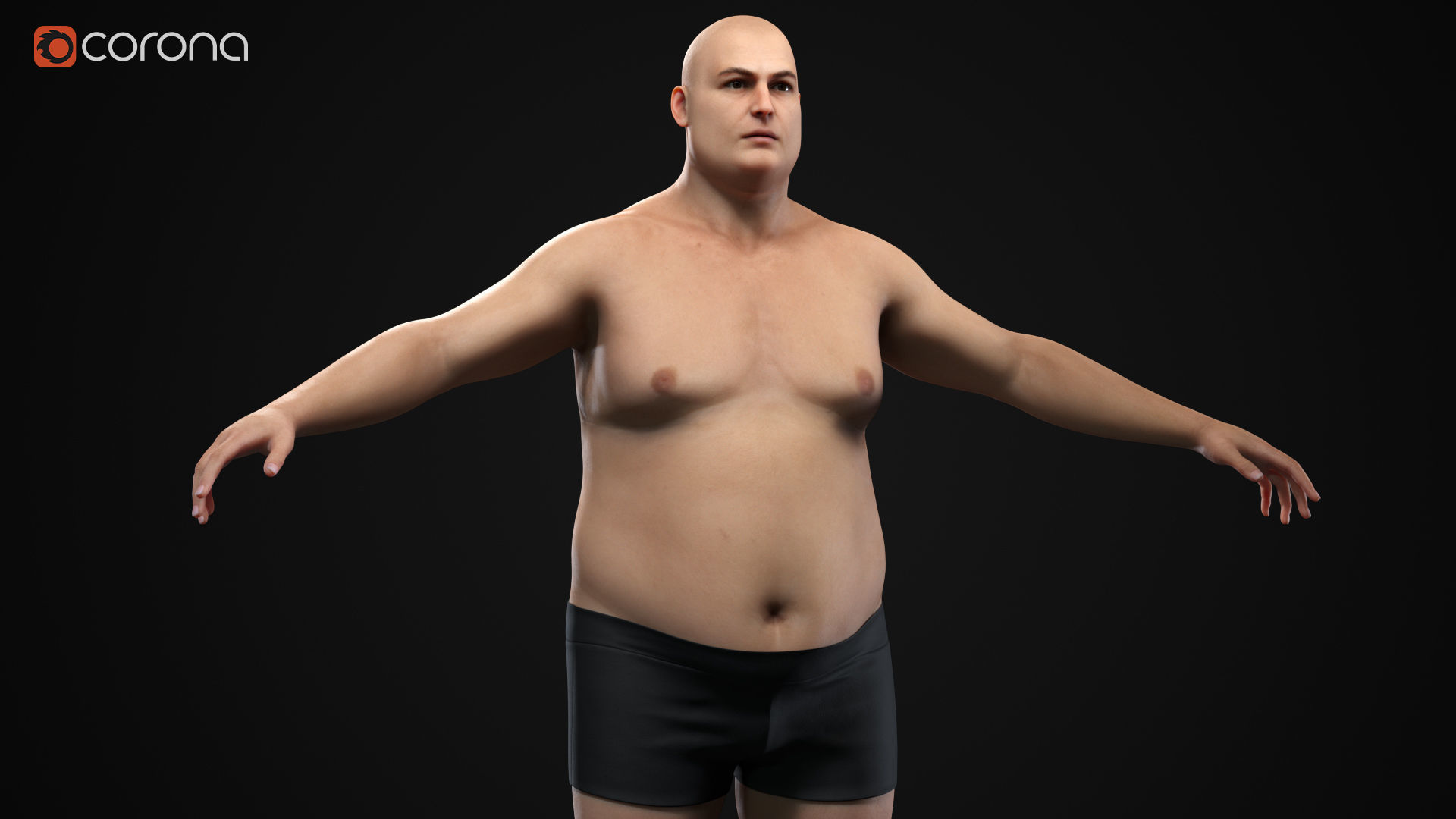 Plus size man body Low-poly 3D model_4