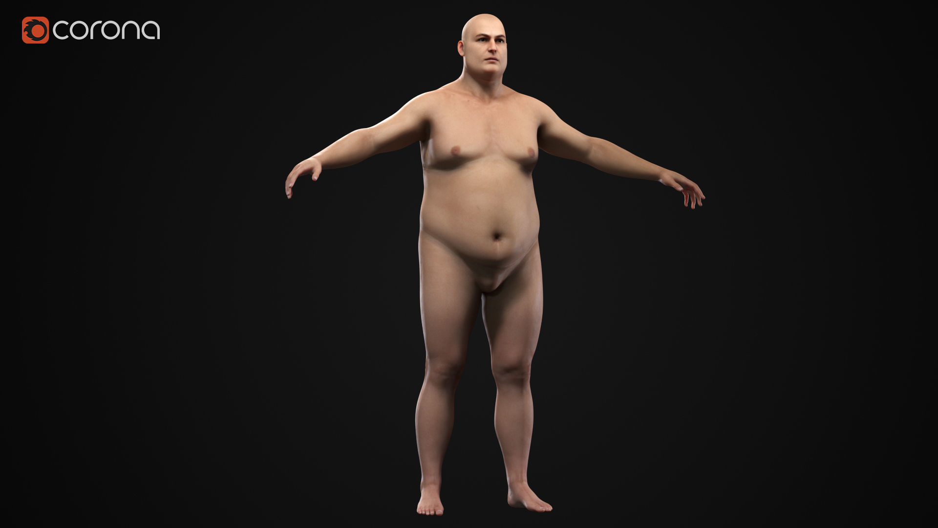 Plus size man body Low-poly 3D model_3