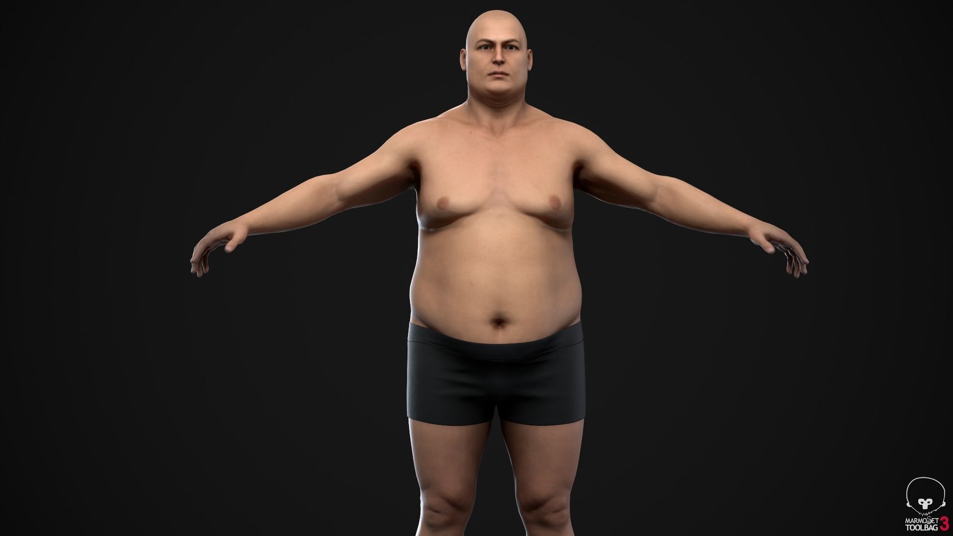 Plus size man body Low-poly 3D model_26