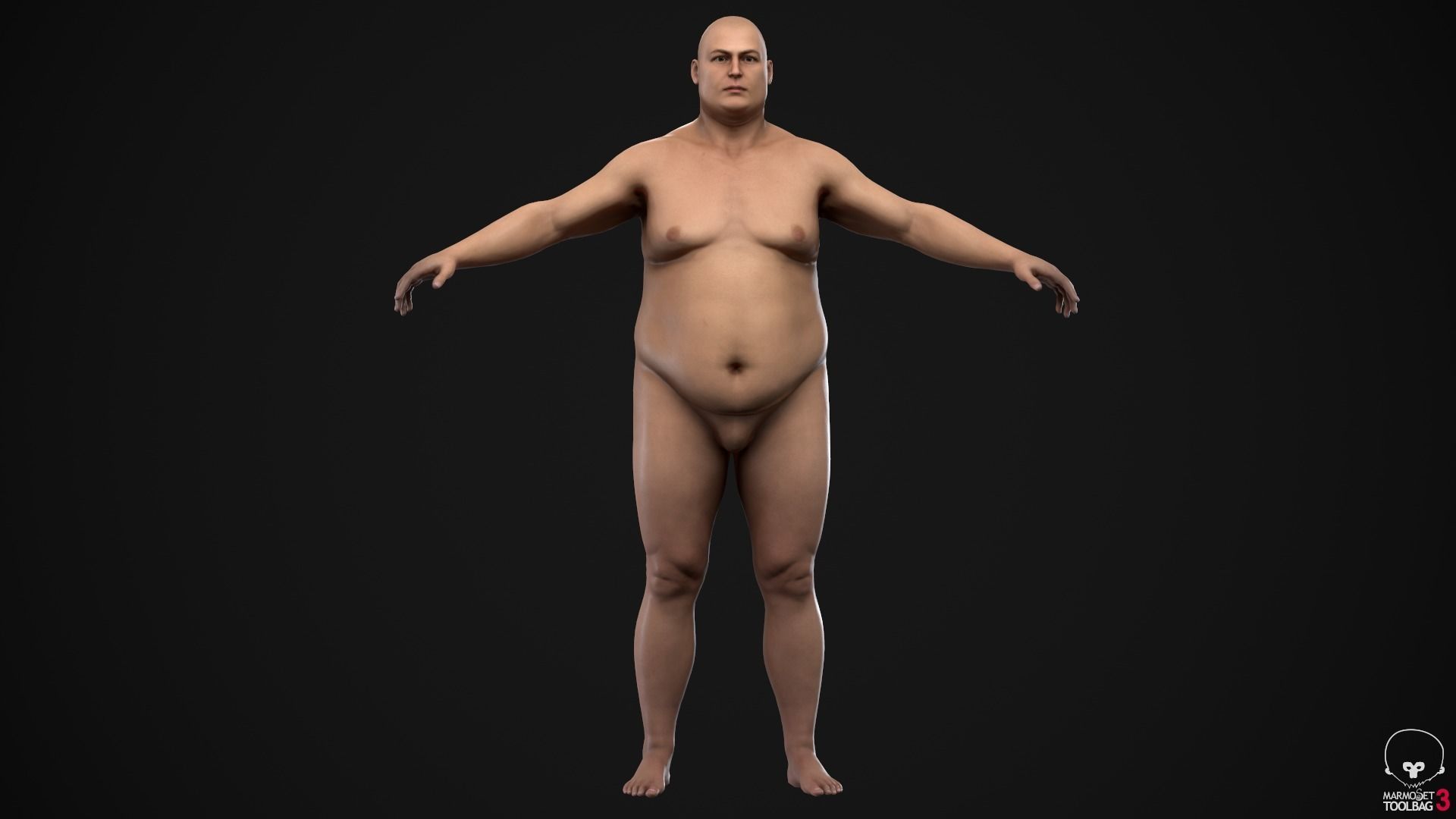 Plus size man body Low-poly 3D model_9