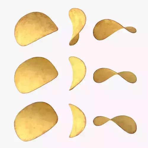 crunchy potato chips with 2K PBR textures 3D model