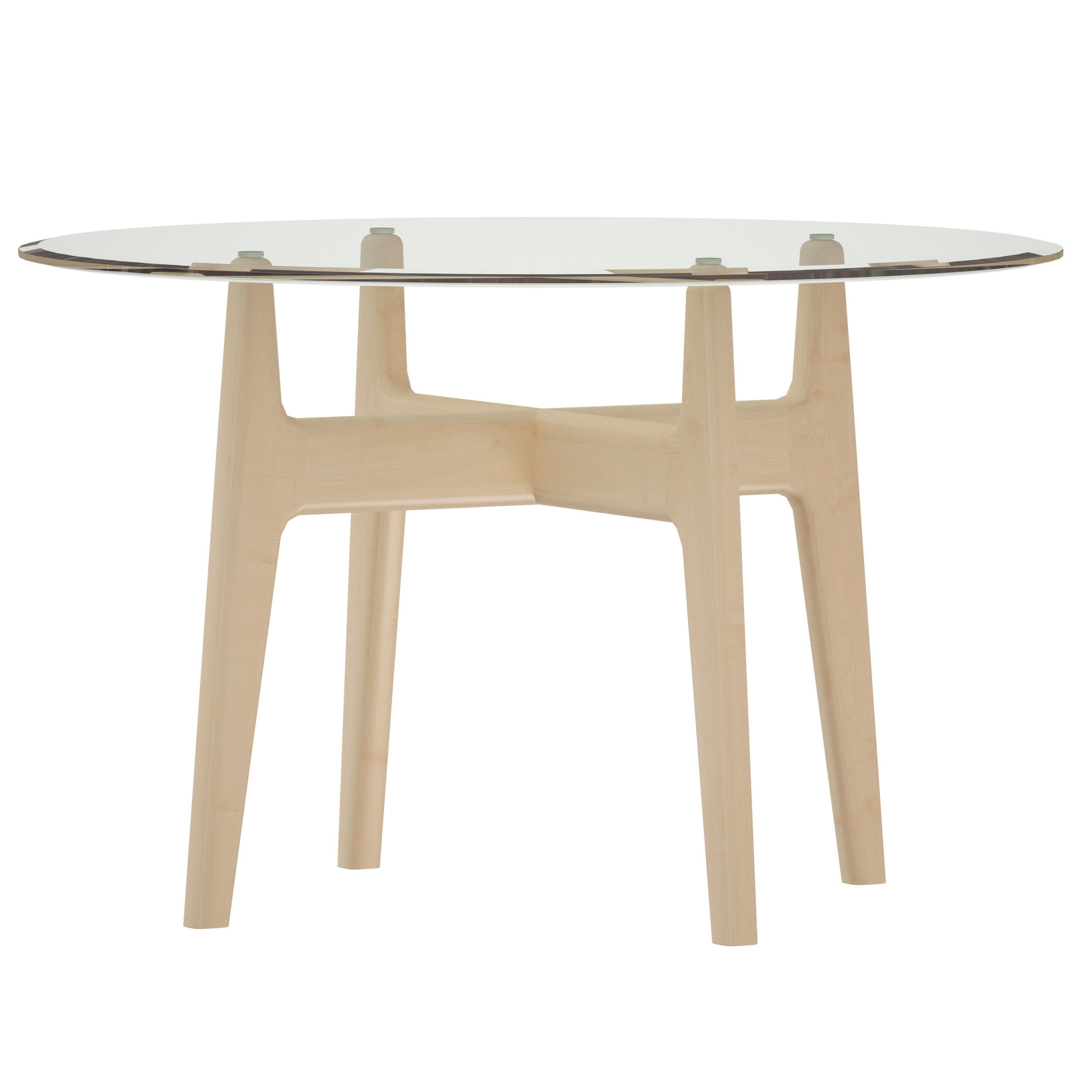 Tate 48 Round Dining Table with Glass Top and Sand Base 3D model_1