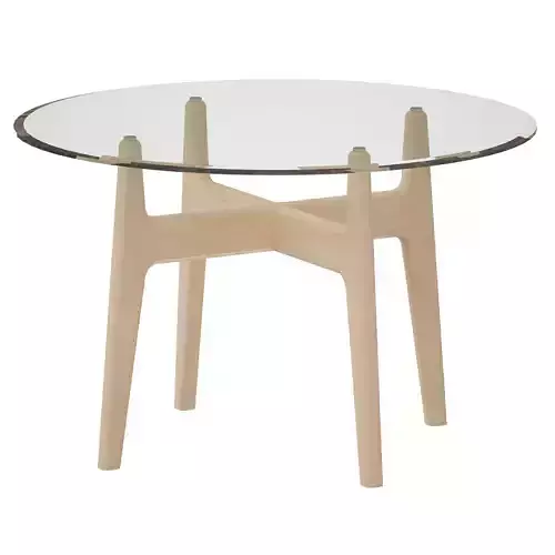 Tate 48 Round Dining Table with Glass Top and Sand Base