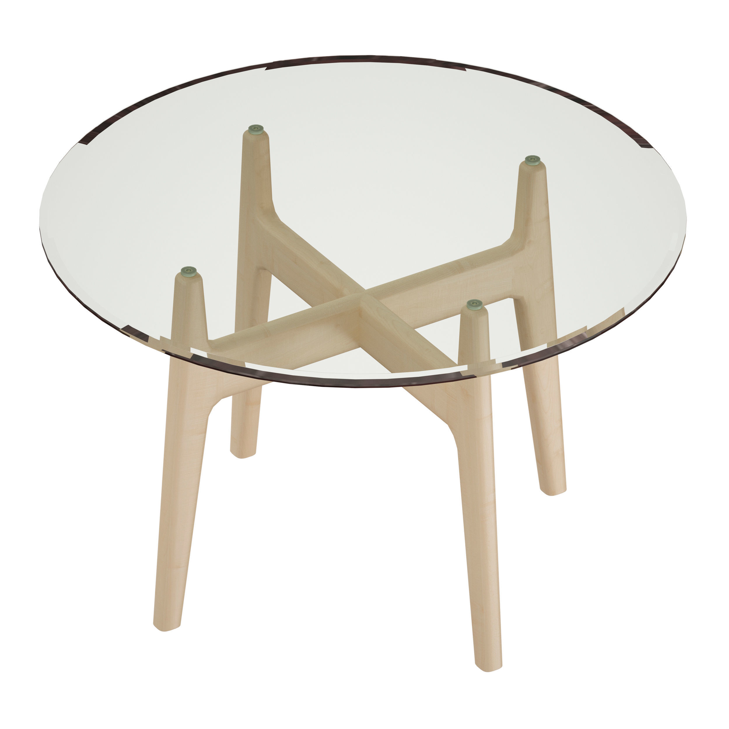Tate 48 Round Dining Table with Glass Top and Sand Base 3D model_3