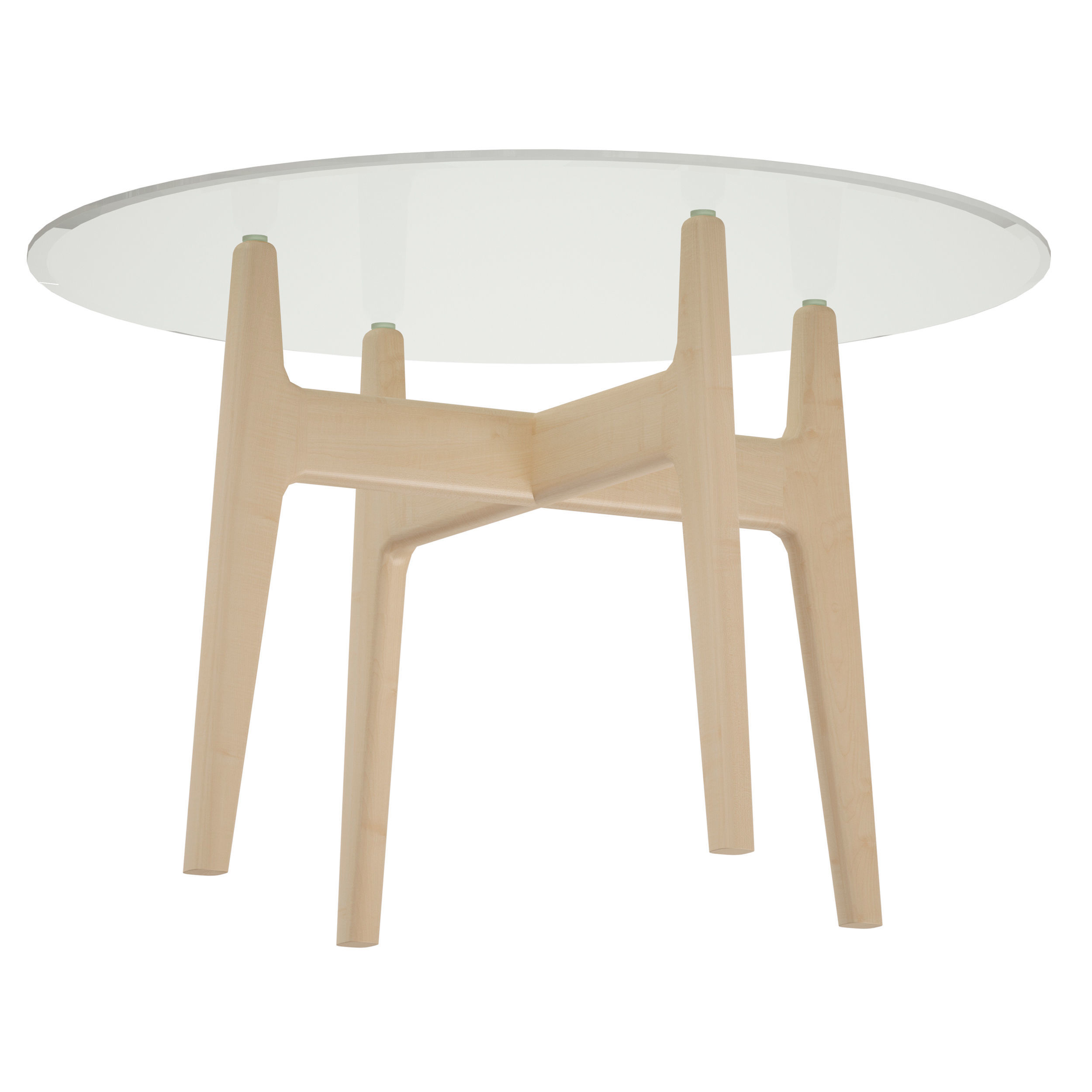 Tate 48 Round Dining Table with Glass Top and Sand Base 3D model_2