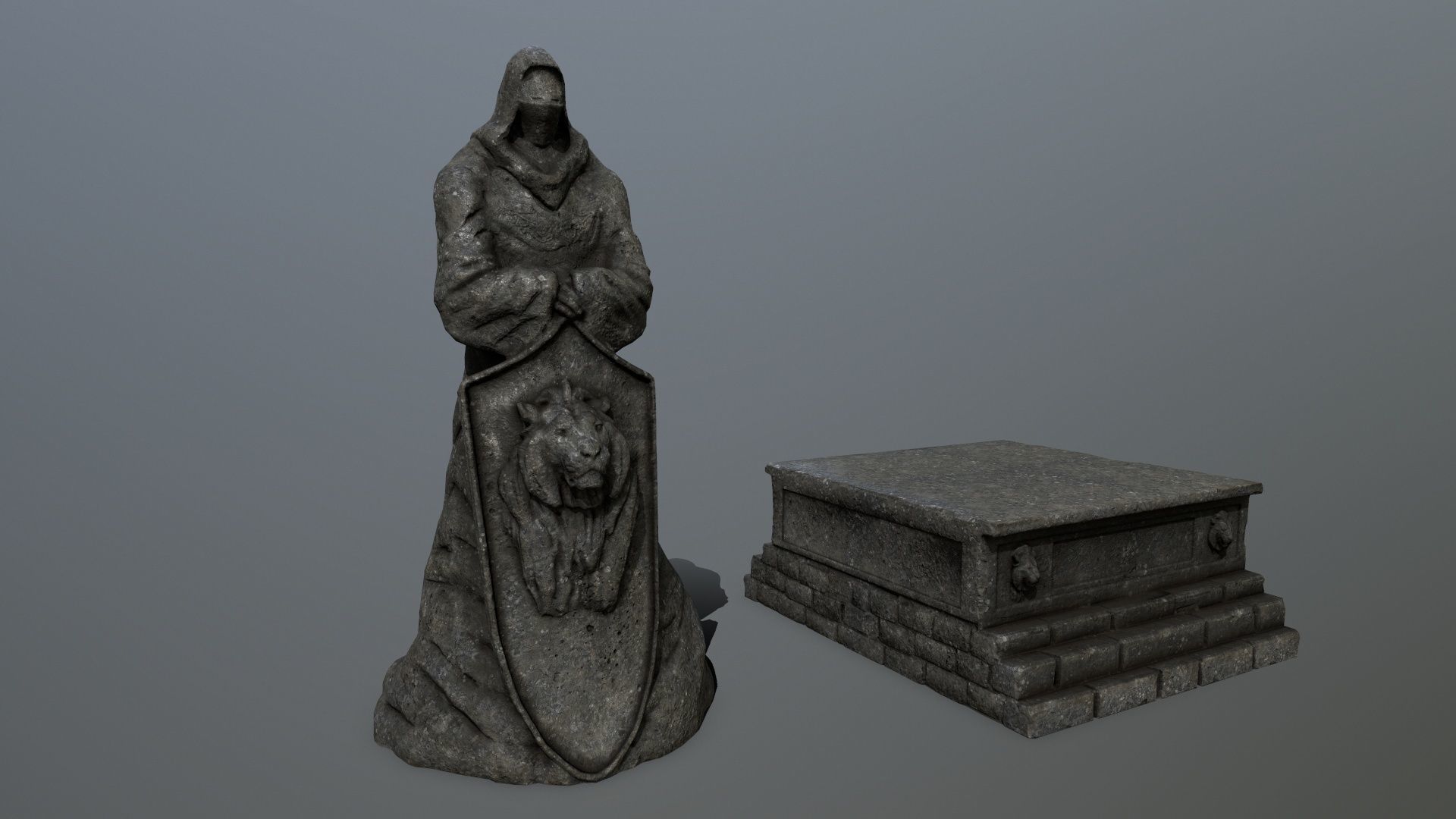 statue 3 lord of rings Low-poly 3D model_1
