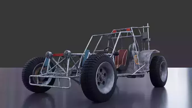 Buggy race car Low-poly 3D model