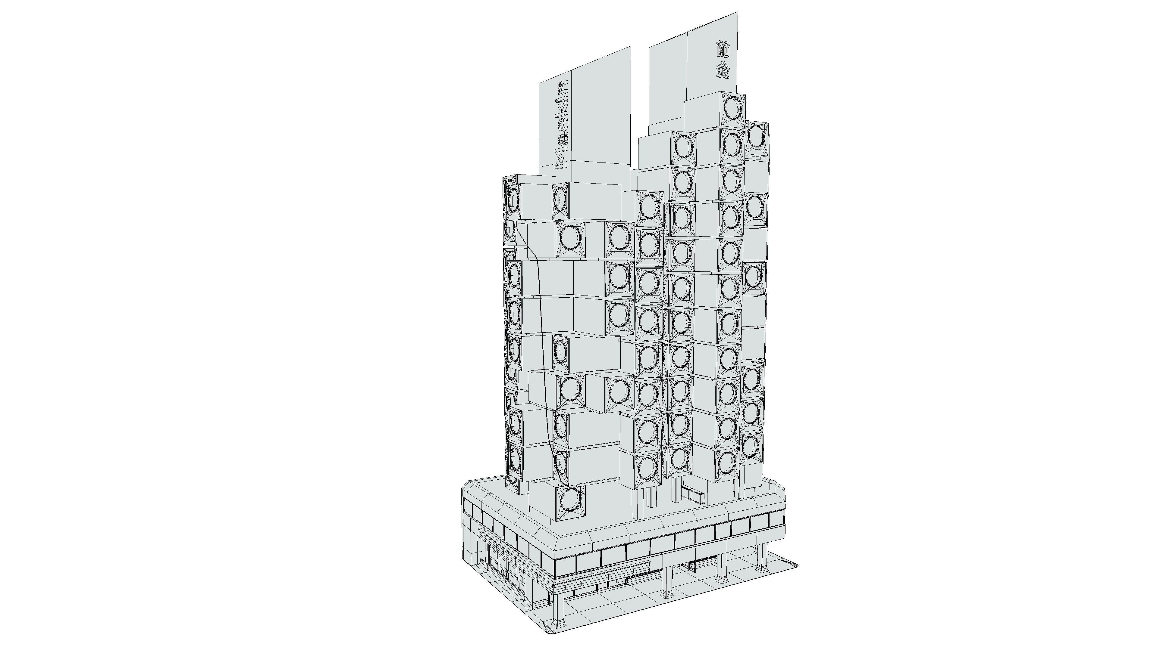 Tokyo Capsule Hotel Low-poly 3D model_19