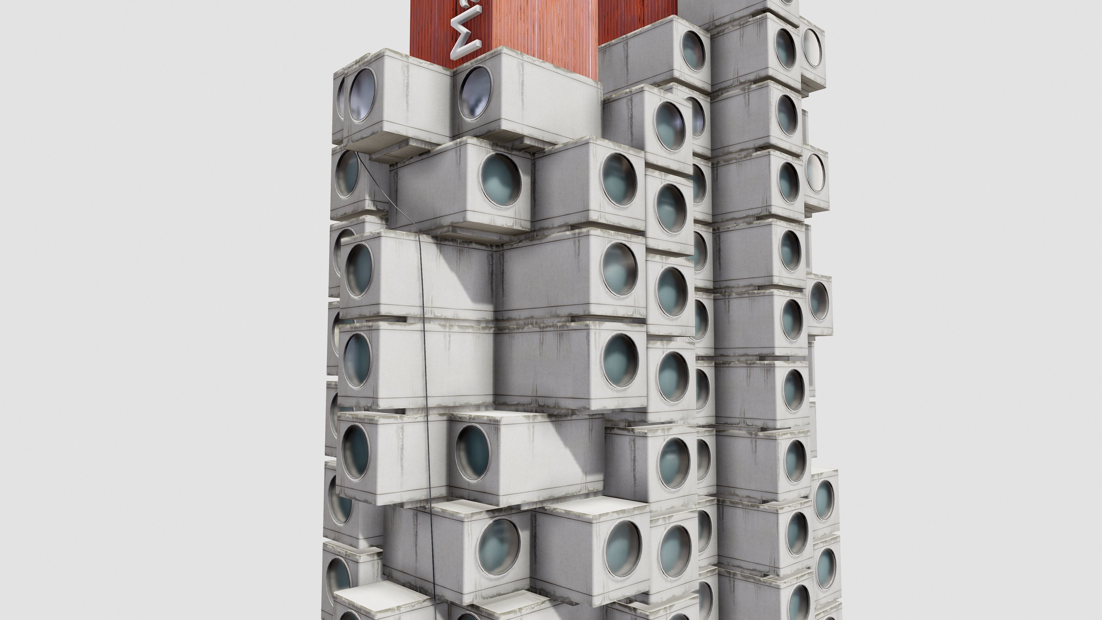 Tokyo Capsule Hotel Low-poly 3D model_1