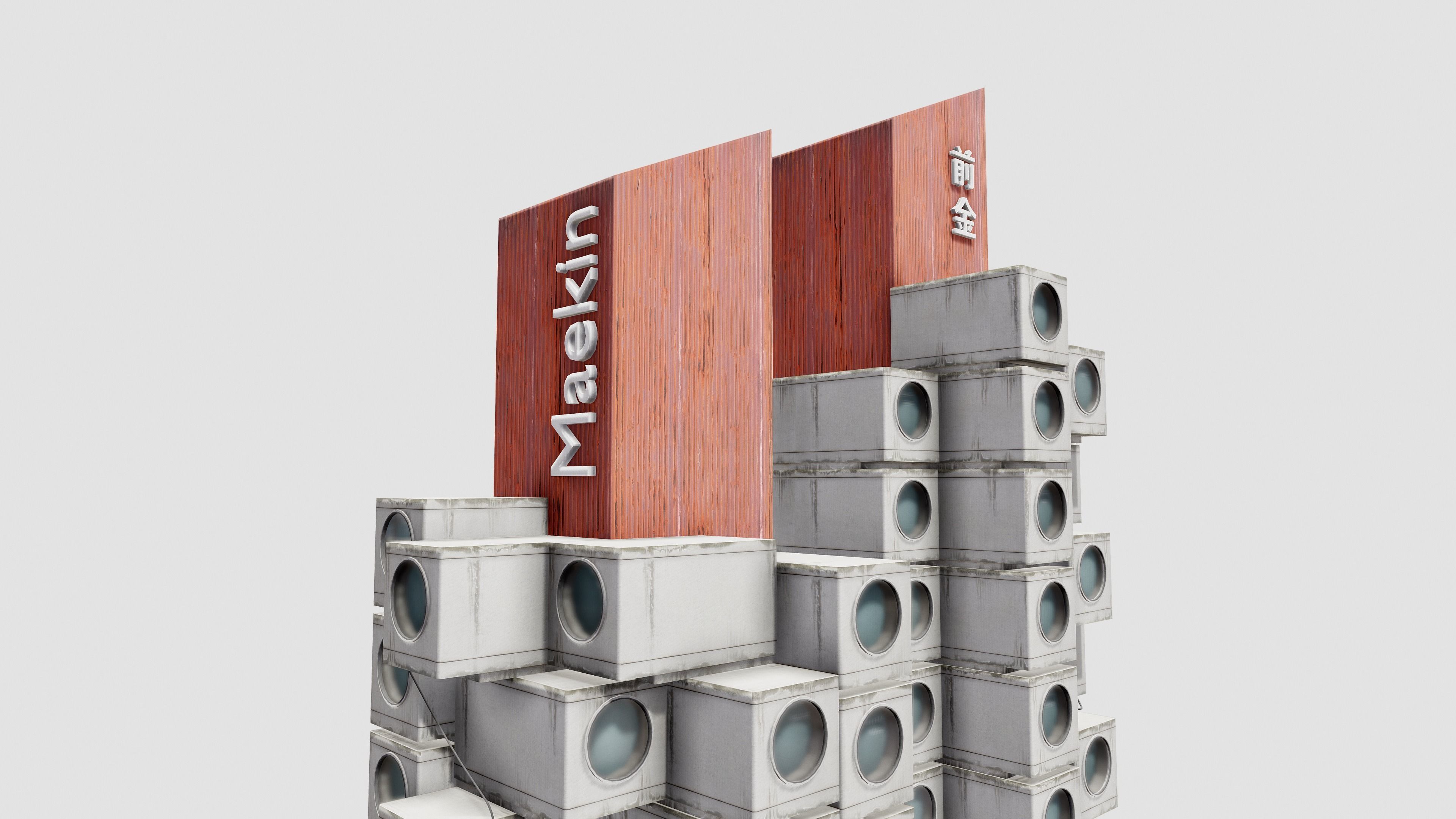 Tokyo Capsule Hotel Low-poly 3D model_2