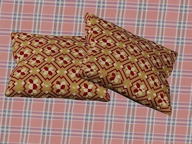 pillow two pillows on plaid pattern Free 3D model