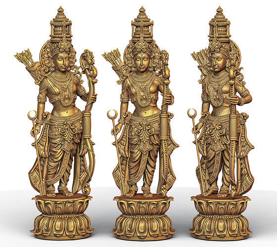 Ram model three statues of hindu gods 3D print model