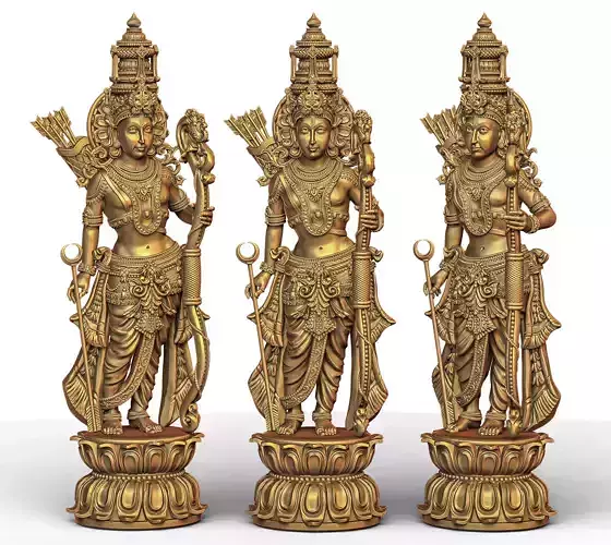 Ram model three statues of hindu gods