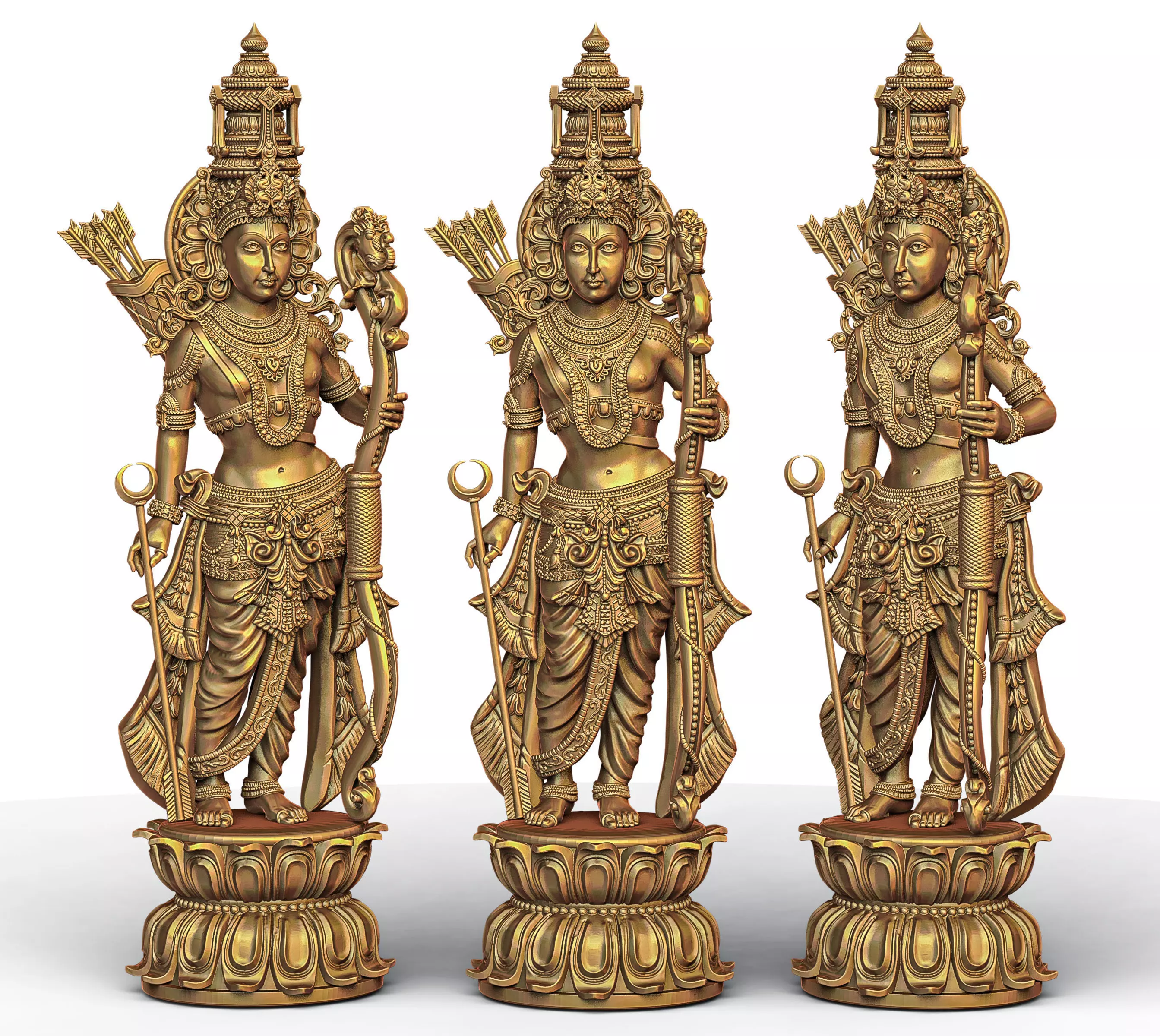 Ram model three statues of hindu gods 3D print model_0