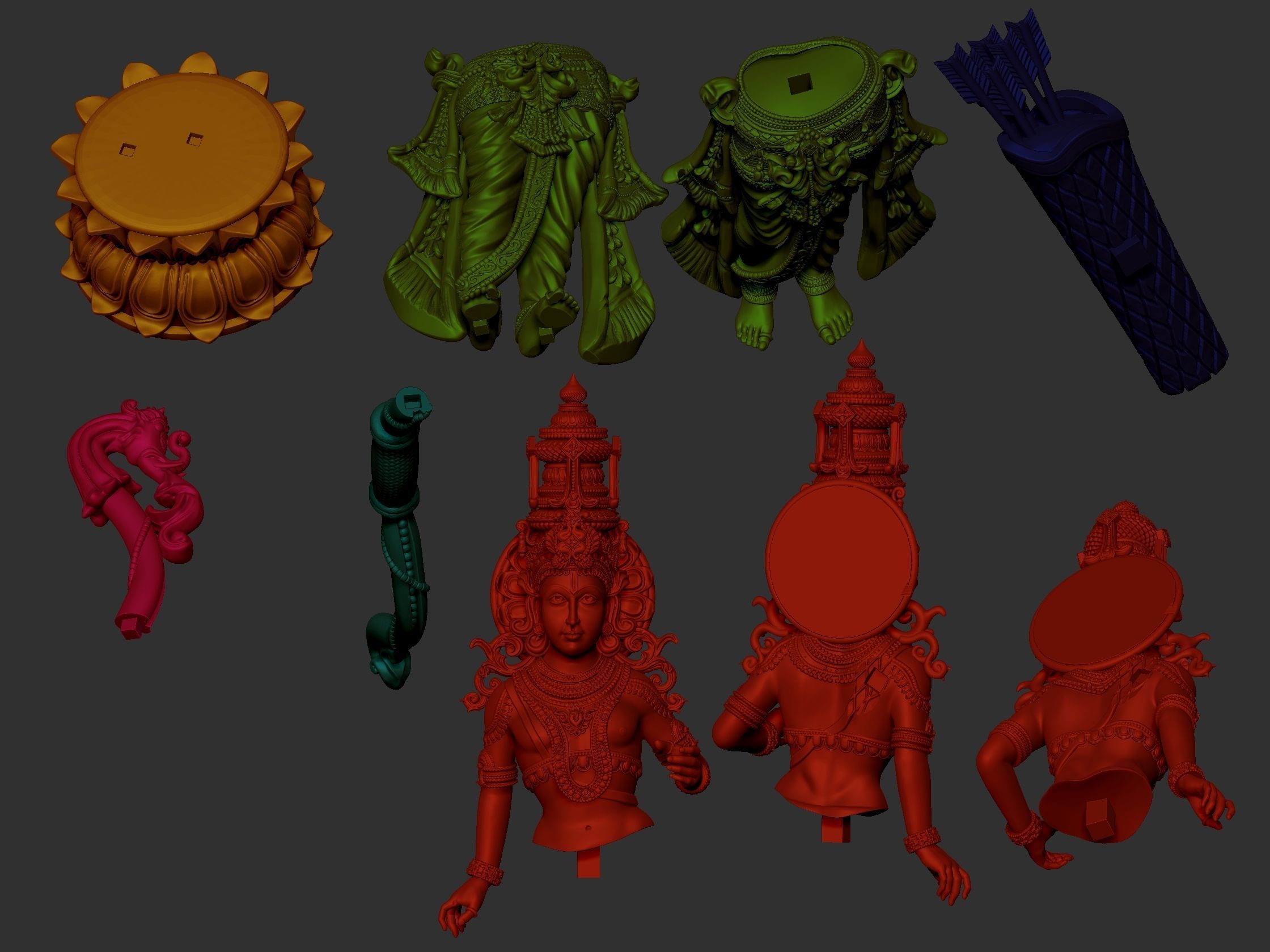 Ram model three statues of hindu gods 3D print model_4