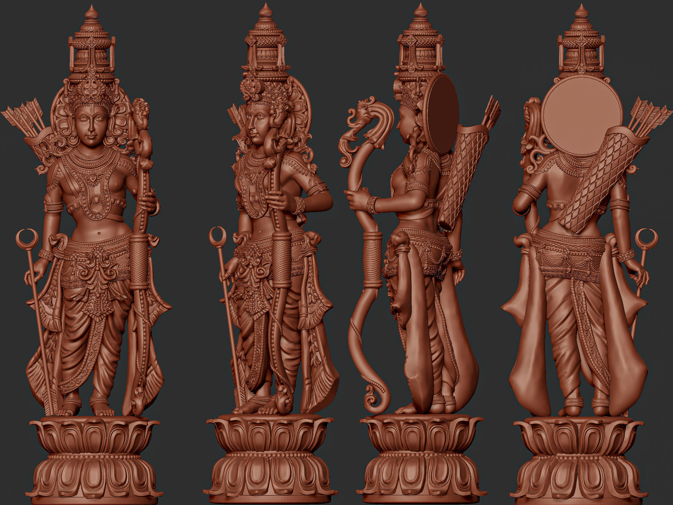 Ram model three statues of hindu gods 3D print model_1