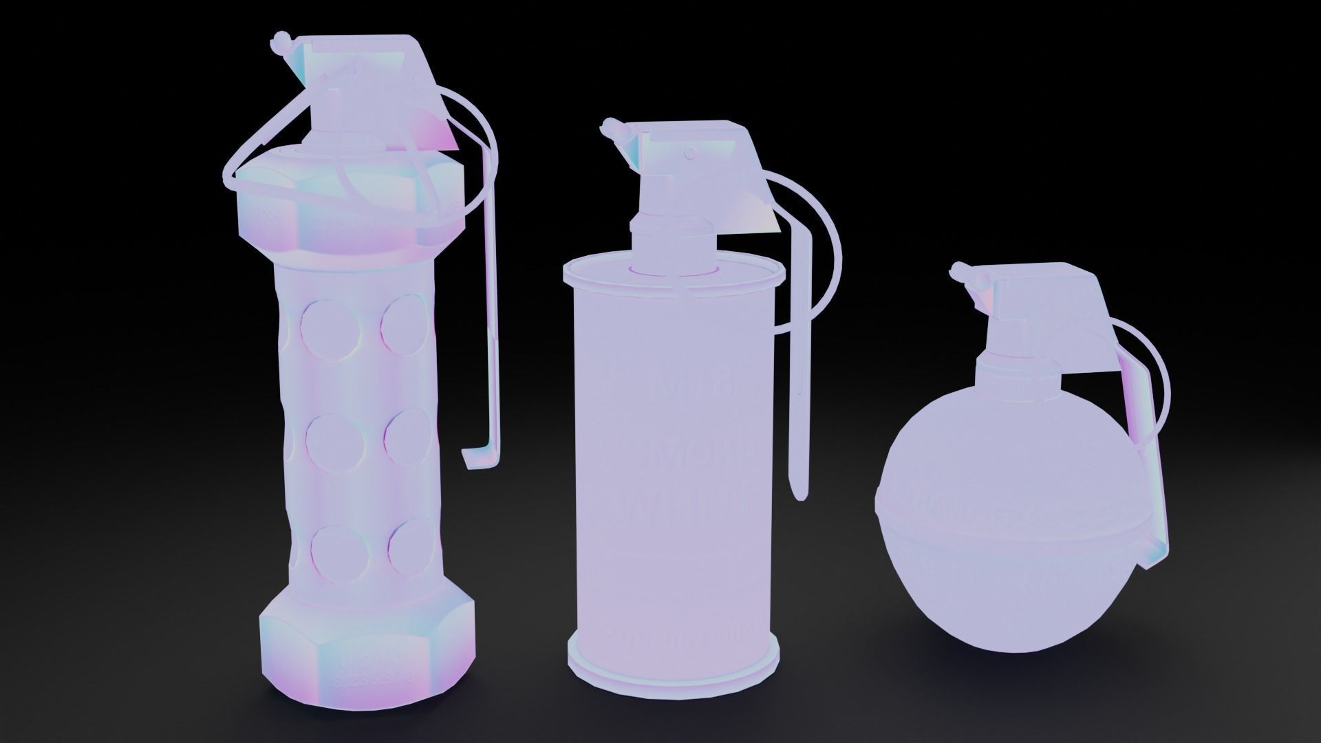 Game Ready Grenades Low-poly 3D model_7