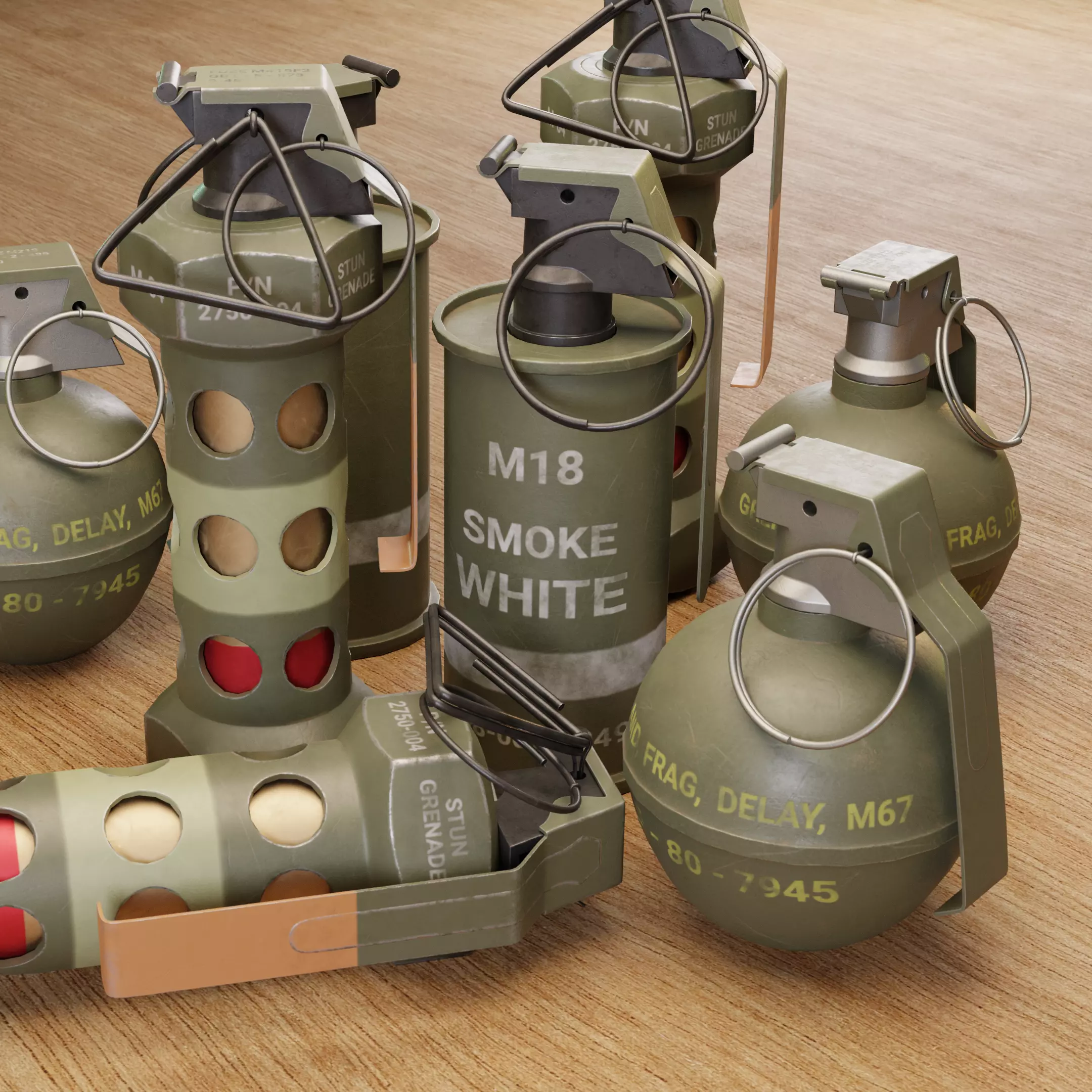 Game Ready Grenades Low-poly 3D model_0