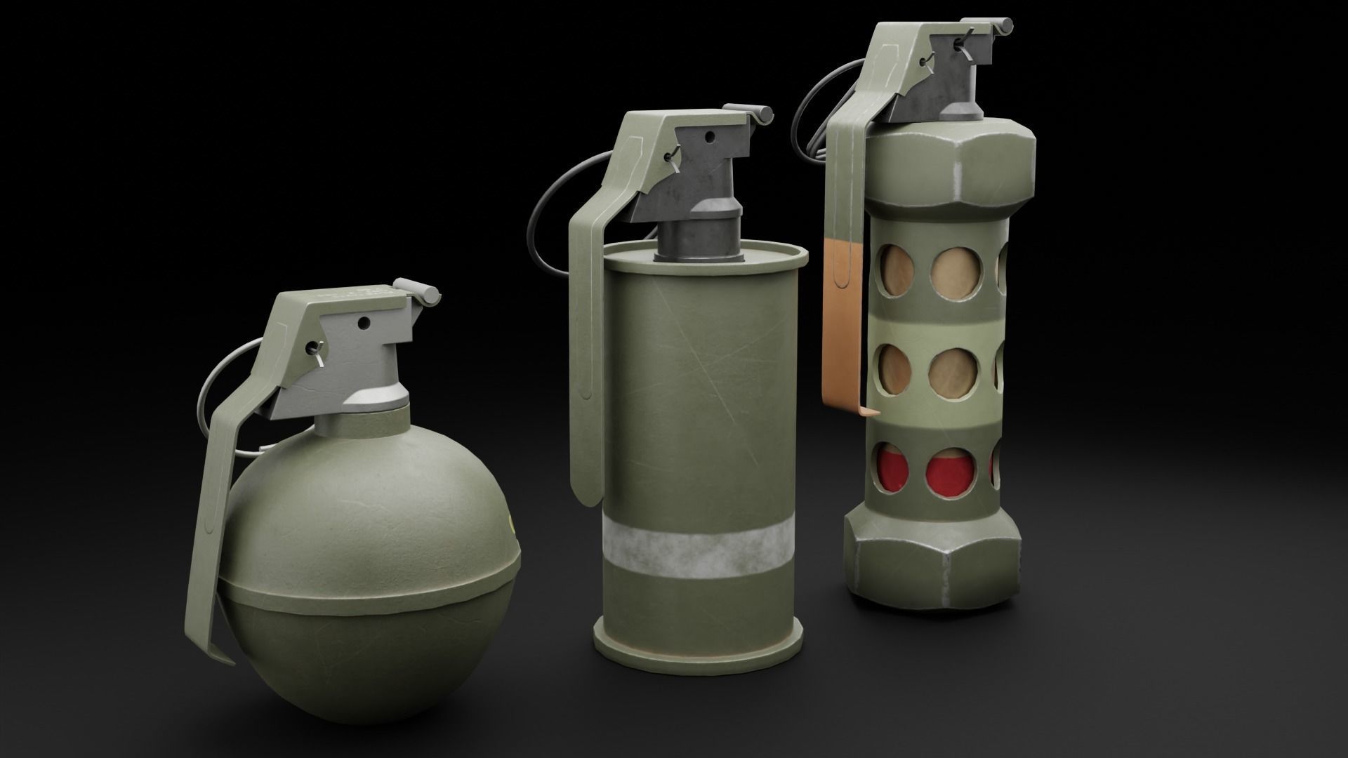 Game Ready Grenades Low-poly 3D model_4