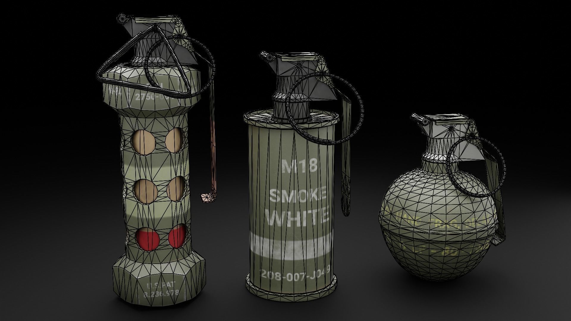 Game Ready Grenades Low-poly 3D model_2