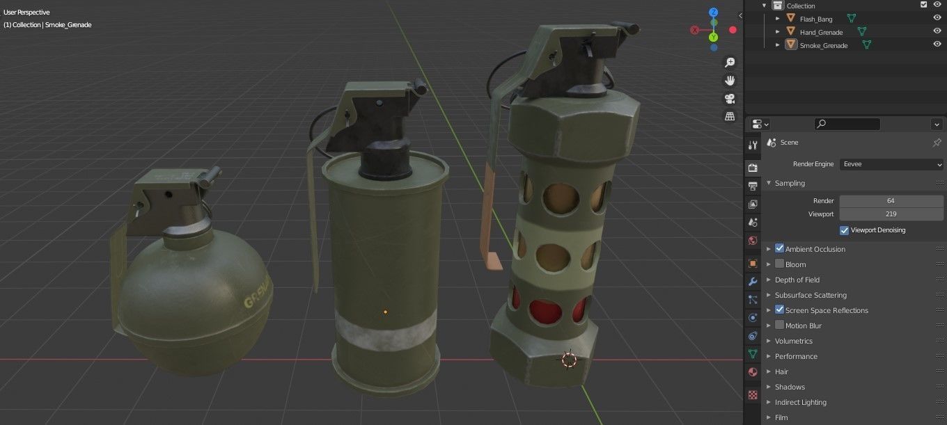Game Ready Grenades Low-poly 3D model_11