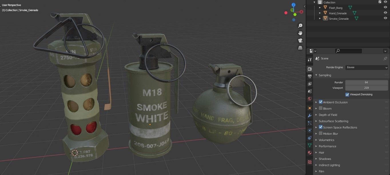 Game Ready Grenades Low-poly 3D model_10