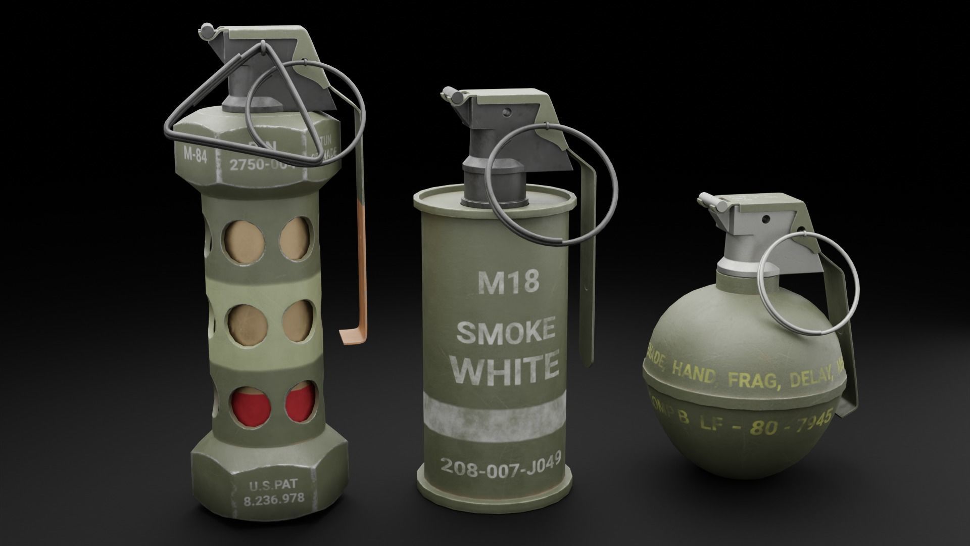 Game Ready Grenades Low-poly 3D model_1