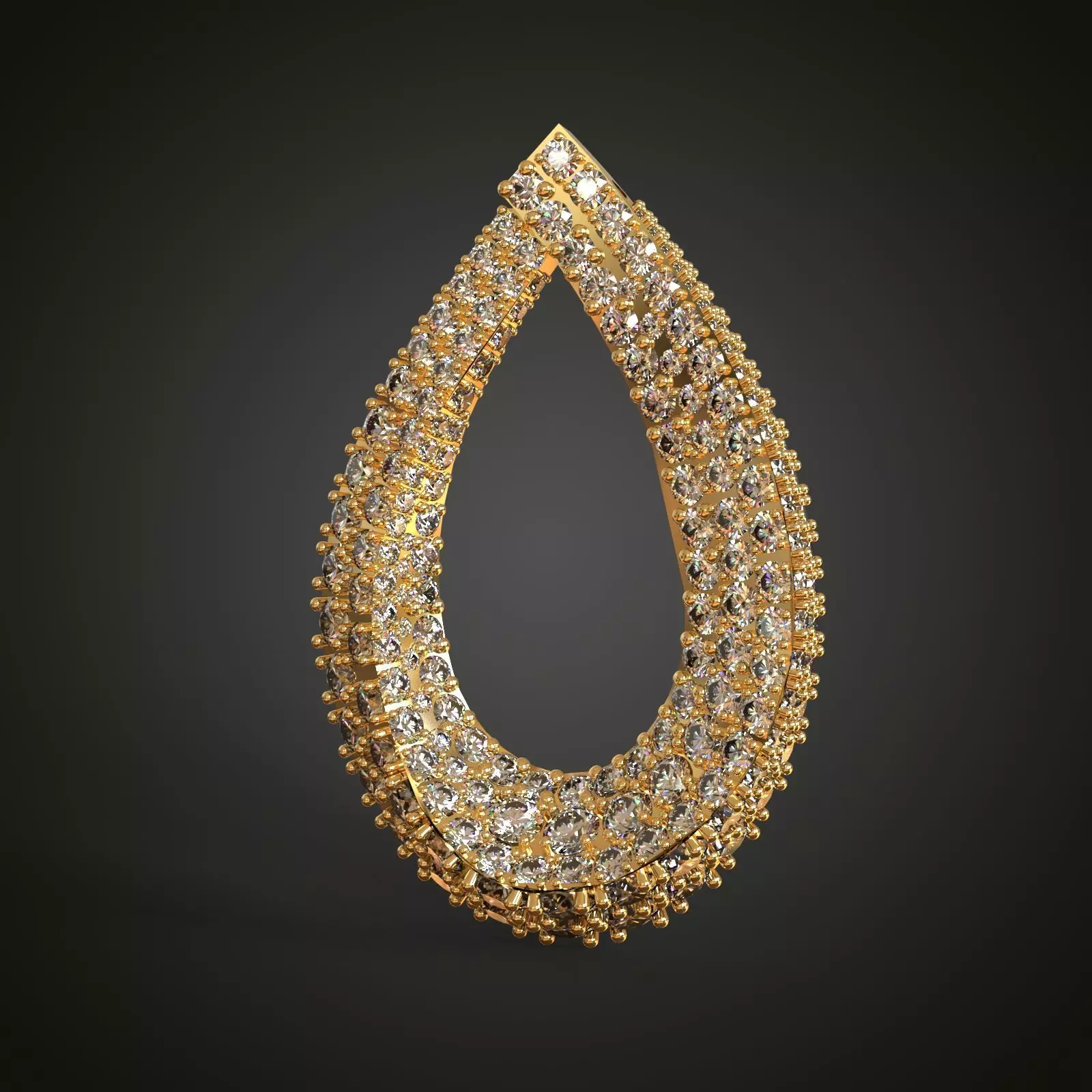 necklaces gold diamond teardrop brooch Free 3D print model
