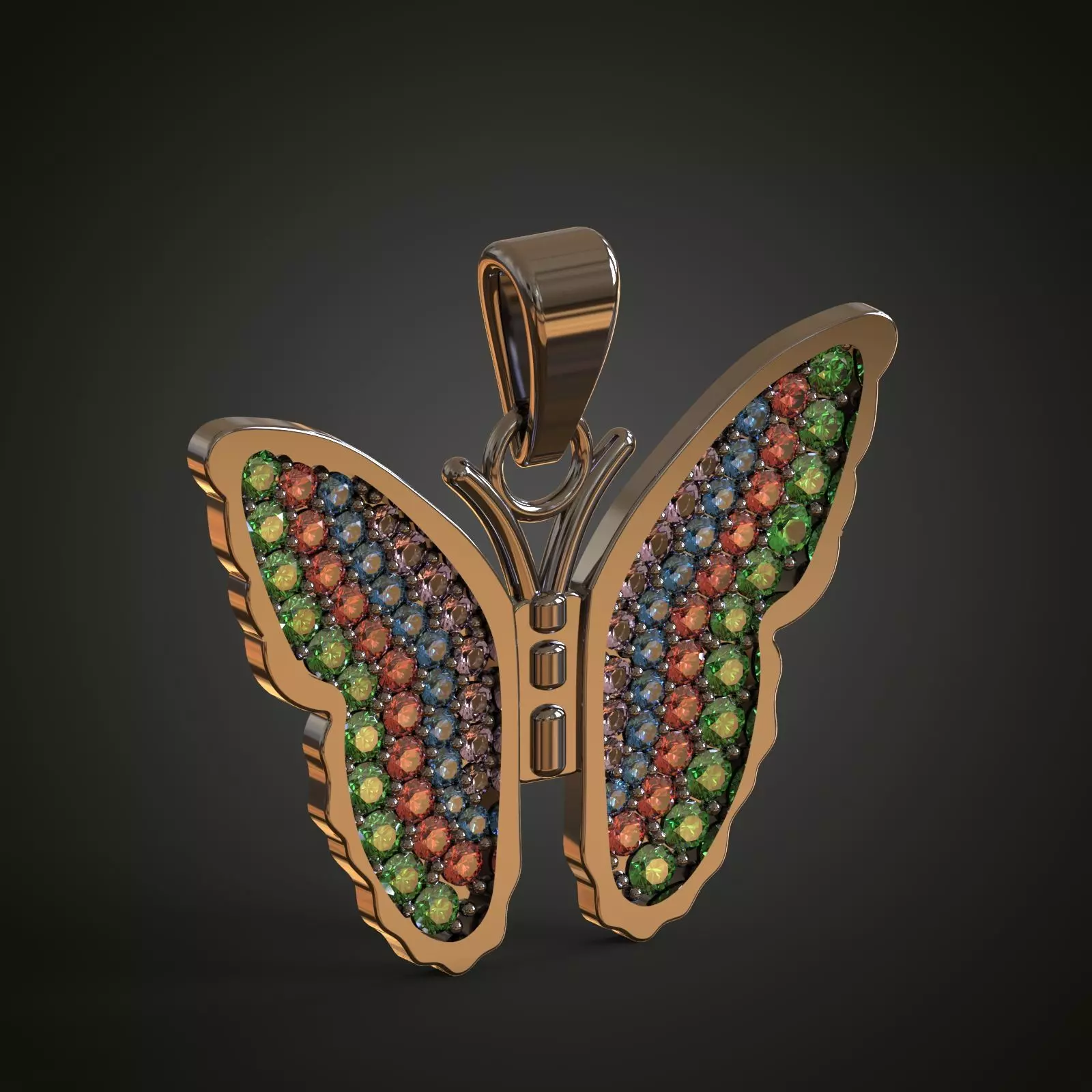 necklaces gold butterfly pendant stones Free 3D print model