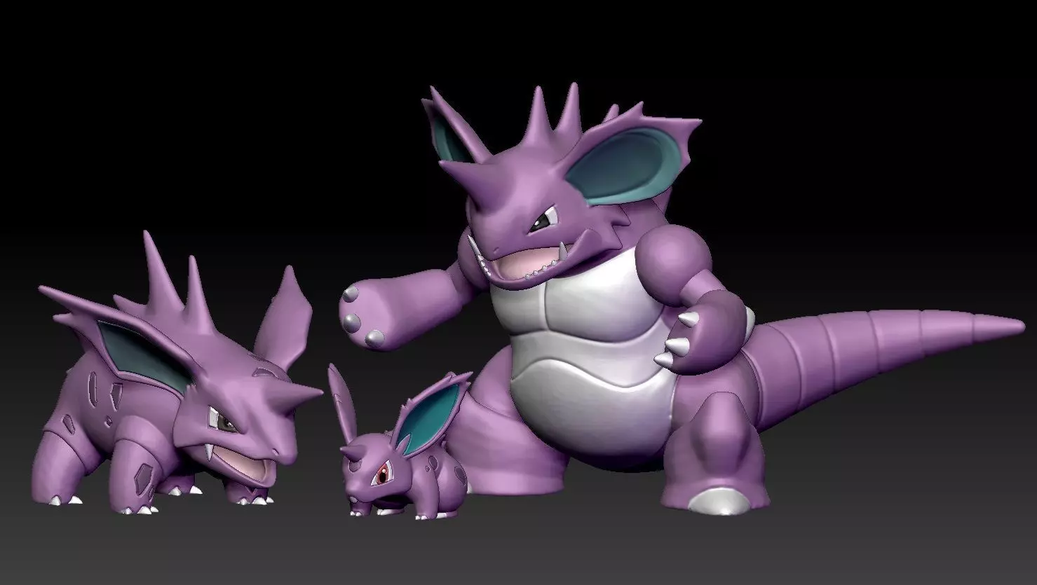 Pokemon NidoranM Nidorino Nidoking 3D print model_0