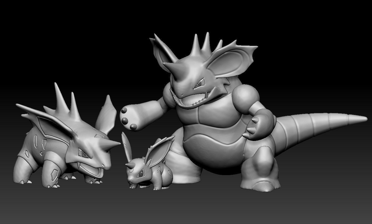 Pokemon NidoranM Nidorino Nidoking 3D print model_2
