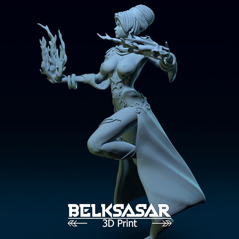 Sorcerer Gypsy Girl Normal and Nude 3D print model_3