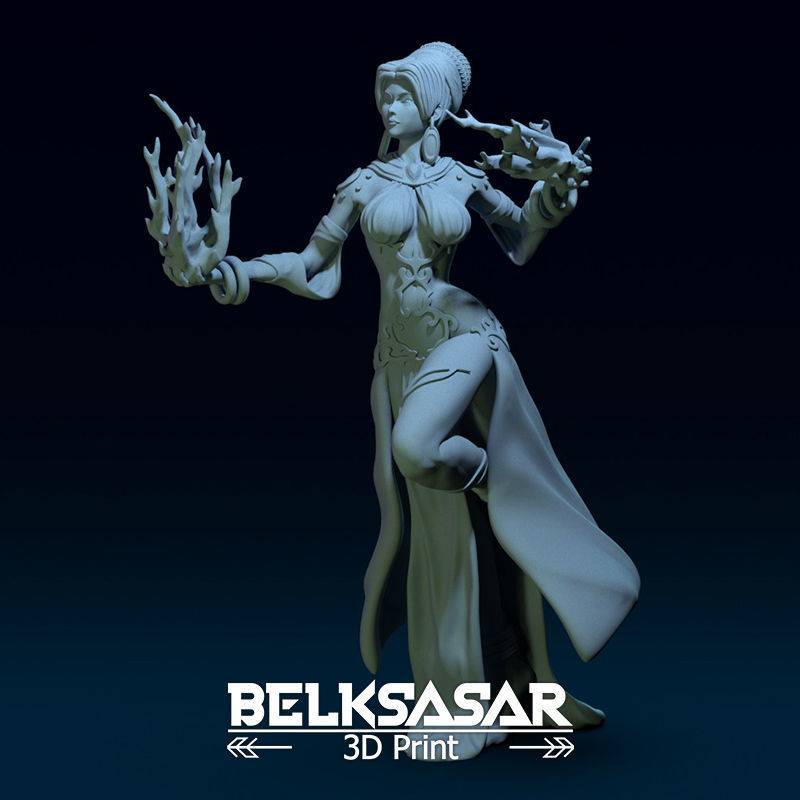 Sorcerer Gypsy Girl Normal and Nude 3D print model_2