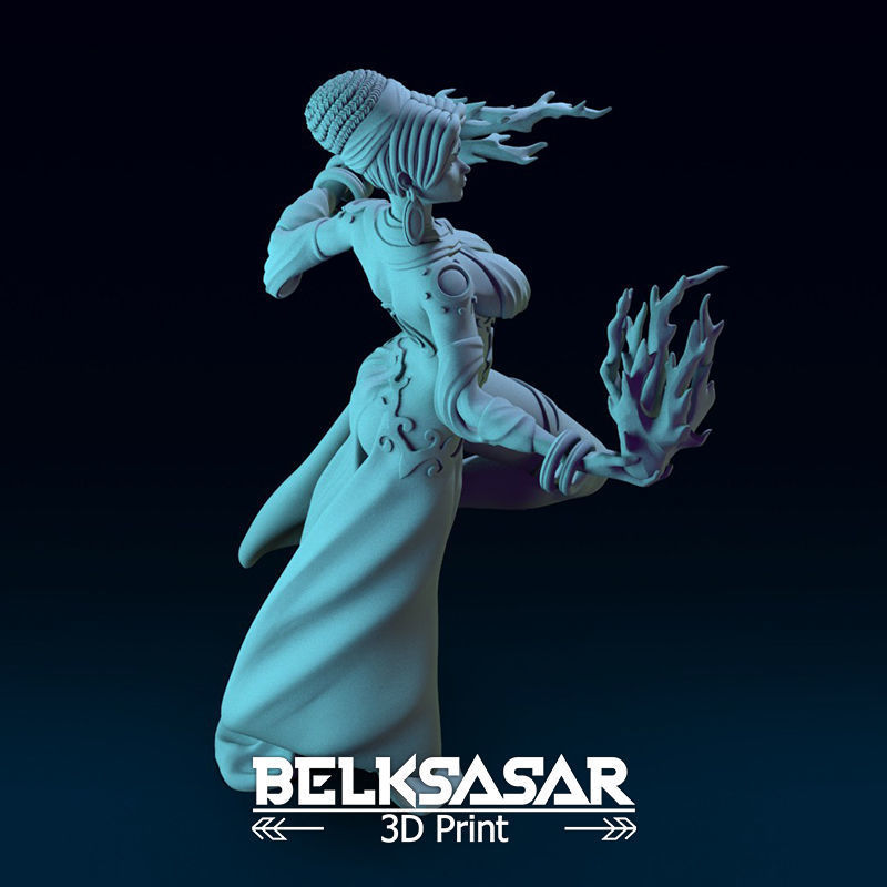 Sorcerer Gypsy Girl Normal and Nude 3D print model_32