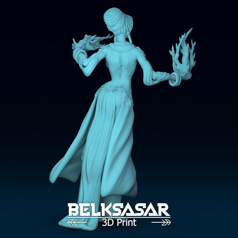 Sorcerer Gypsy Girl Normal and Nude 3D print model_10