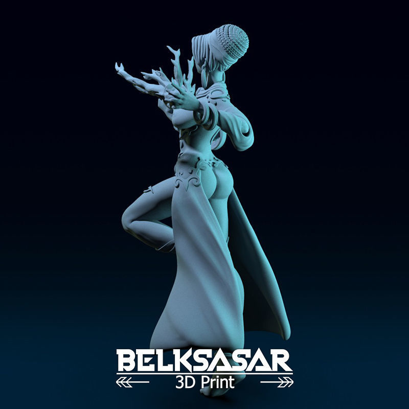 Sorcerer Gypsy Girl Normal and Nude 3D print model_5