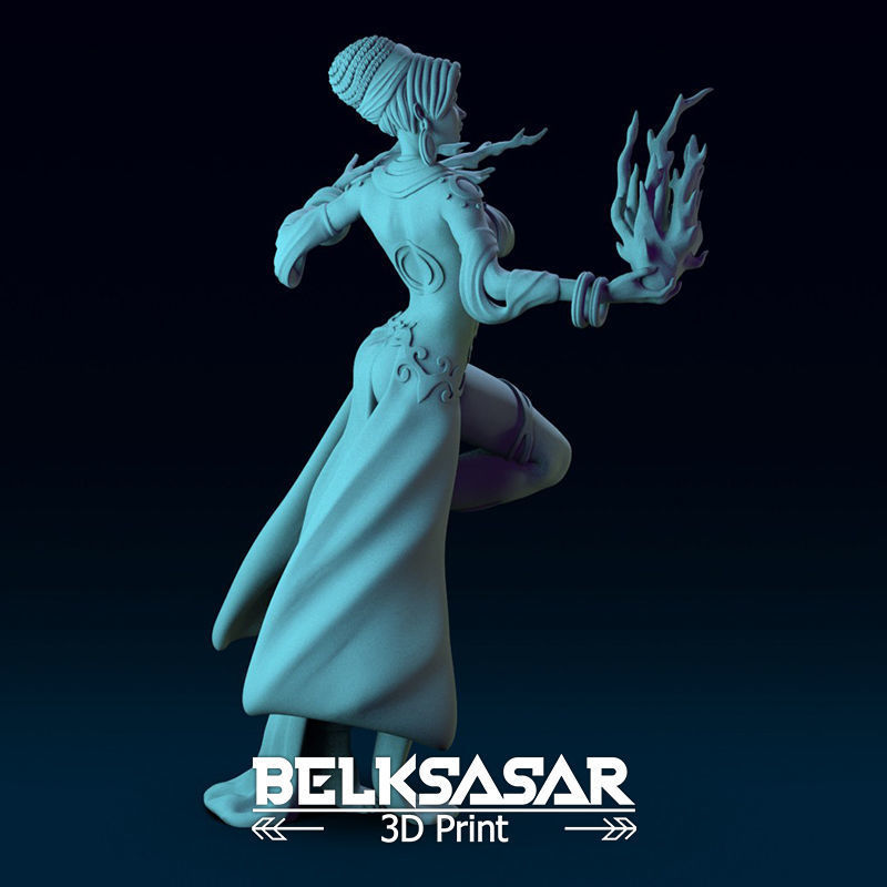 Sorcerer Gypsy Girl Normal and Nude 3D print model_12