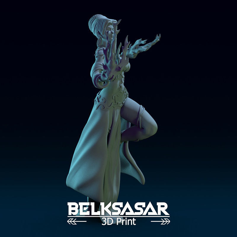 Sorcerer Gypsy Girl Normal and Nude 3D print model_14