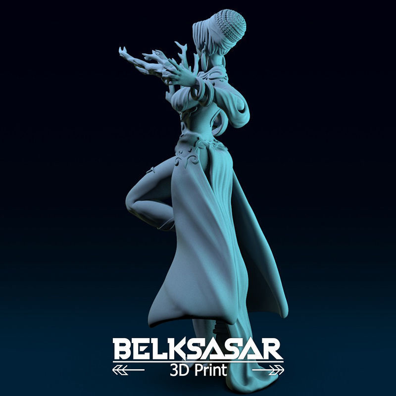 Sorcerer Gypsy Girl Normal and Nude 3D print model_6