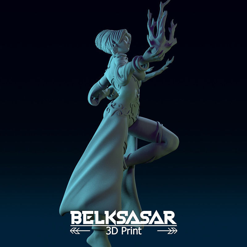 Sorcerer Gypsy Girl Normal and Nude 3D print model_37