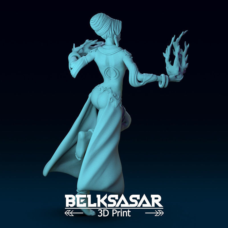 Sorcerer Gypsy Girl Normal and Nude 3D print model_9