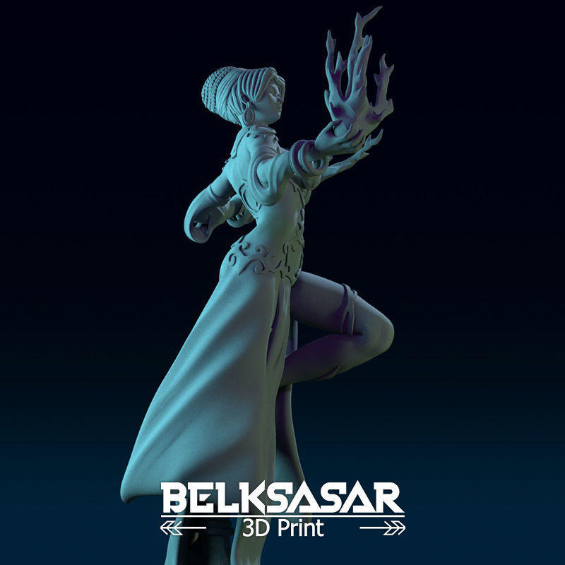 Sorcerer Gypsy Girl Normal and Nude 3D print model_38