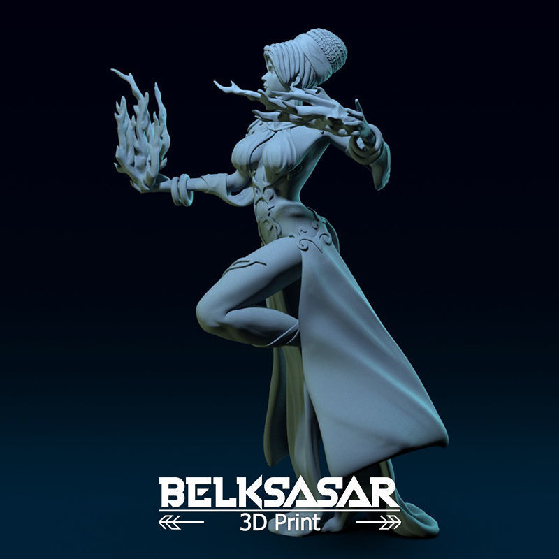 Sorcerer Gypsy Girl Normal and Nude 3D print model_4