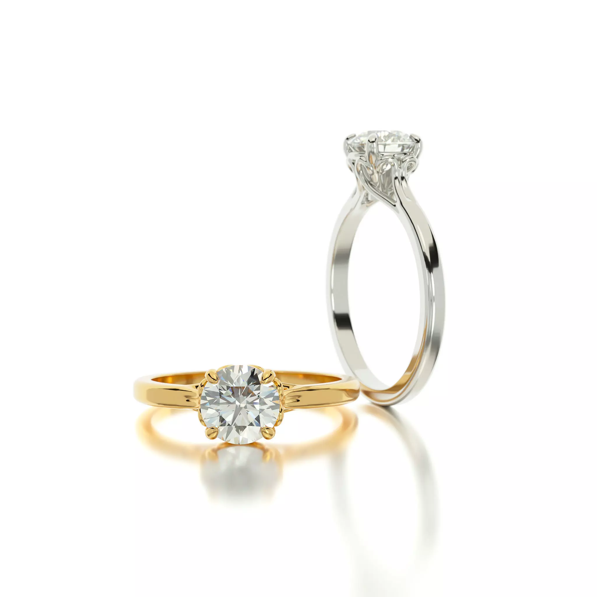 gold engagement ring 1Ct diamond 3D print model