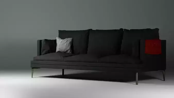 3D Black Modern Linen Sofa