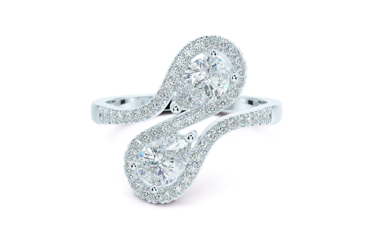 gold diamond ring with pear shape stones 3D print model_28